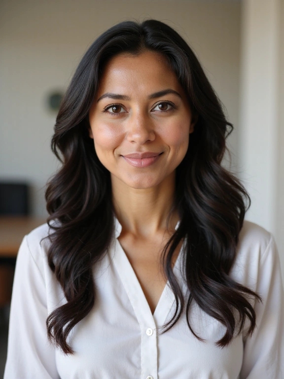 Portrait of Dr. Anya Sharma, a warm and professional nutritionist.