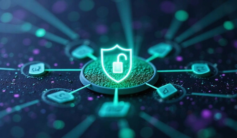 Digital data flowing securely, representing data collection with privacy safeguards